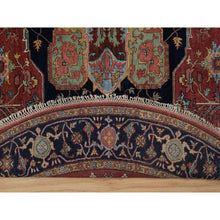 Load image into Gallery viewer, 8&#39;x8&#39; Barn Red, Antiqued Fine Heriz Re-Creation, Denser Weave, Vegetable Dyes, Lush and Plush, 100% Wool, Hand Knotted, Round, Oriental Rug FWR548430