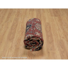 Load image into Gallery viewer, 8&#39;x8&#39; Barn Red, Antiqued Fine Heriz Re-Creation, Denser Weave, Vegetable Dyes, Lush and Plush, 100% Wool, Hand Knotted, Round, Oriental Rug FWR548430