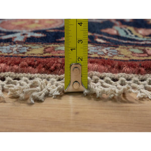 8'x8' Barn Red, Antiqued Fine Heriz Re-Creation, Denser Weave, Vegetable Dyes, Lush and Plush, 100% Wool, Hand Knotted, Round, Oriental Rug FWR548430