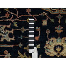 Load image into Gallery viewer, 10&#39;1&quot;x10&#39;1&quot; Midnight Blue, Antiqued Fine Heriz Re-Creation with All Over Vines Design, Hand Knotted, Soft Pile, Vegetable Dyes, 100% Wool, Round, Oriental Rug FWR548436