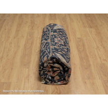 Load image into Gallery viewer, 10&#39;1&quot;x10&#39;1&quot; Midnight Blue, Antiqued Fine Heriz Re-creation With All Over Vines Design, Hand Knotted, Soft Pile, Vegetable Dyes, 100% Wool, Round, Oriental Rug FWR548436