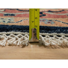 Load image into Gallery viewer, 10&#39;1&quot;x10&#39;1&quot; Midnight Blue, Antiqued Fine Heriz Re-creation With All Over Vines Design, Hand Knotted, Soft Pile, Vegetable Dyes, 100% Wool, Round, Oriental Rug FWR548436