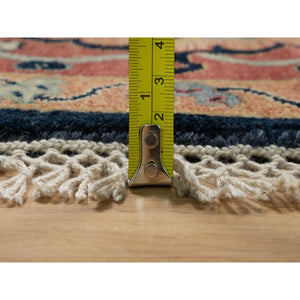 10'1"x10'1" Midnight Blue, Antiqued Fine Heriz Re-Creation with All Over Vines Design, Hand Knotted, Soft Pile, Vegetable Dyes, 100% Wool, Round, Oriental Rug FWR548436
