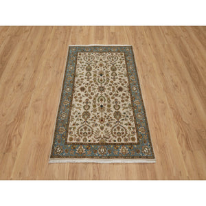 3'x5' Swan White, 300 KPSI, Hand Spun New Zealand Wool, Kashan Design, Hand Knotted, Oriental Rug FWR548442