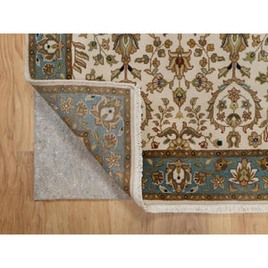 3'x5' Swan White, 300 KPSI, Hand Spun New Zealand Wool, Kashan Design, Hand Knotted, Oriental Rug FWR548442