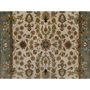 3'x5' Swan White, 300 KPSI, Hand Spun New Zealand Wool, Kashan Design, Hand Knotted, Oriental Rug FWR548442