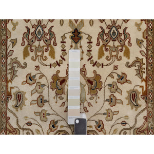 2'9"x5'1" Parchment White, Kashan Design, 300 KPSI, Hand Spun New Zealand Wool, Hand Knotted, Oriental Rug FWR548448