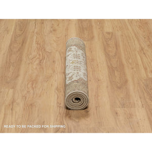 2'9"x5'1" Parchment White, Kashan Design, 300 KPSI, Hand Spun New Zealand Wool, Hand Knotted, Oriental Rug FWR548448