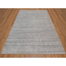 Load image into Gallery viewer, 8&#39;1&quot;x10&#39;2&quot; Light Gray with Soft Colors, Nepali Weave, Modern Design, Undyed Natural Wool, Shaved Low, Tone on Tone, Hand Knotted, Oriental Rug FWR548454