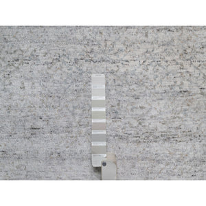 8'1"x10'2" Light Gray with Soft Colors, Nepali Weave, Modern Design, Undyed Natural Wool, Shaved Low, Tone on Tone, Hand Knotted, Oriental Rug FWR548454