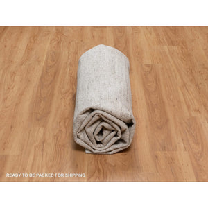 8'1"x10'2" Light Gray with Soft Colors, Nepali Weave, Modern Design, Undyed Natural Wool, Shaved Low, Tone on Tone, Hand Knotted, Oriental Rug FWR548454