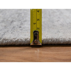 8'1"x10'2" Light Gray with Soft Colors, Nepali Weave, Modern Design, Undyed Natural Wool, Shaved Low, Tone on Tone, Hand Knotted, Oriental Rug FWR548454