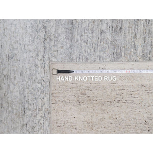 8'1"x10'2" Light Gray with Soft Colors, Nepali Weave, Modern Design, Undyed Natural Wool, Shaved Low, Tone on Tone, Hand Knotted, Oriental Rug FWR548454
