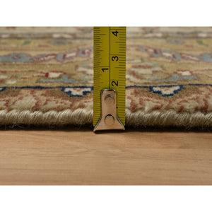2'10"x12' Peanut Brown, Tabriz Revival, 300 Kpsi, Hand Spun New Zealand Wool And Silk, Denser Weave, Hand Knotted, Thick And Plush, Runner, Oriental Rug FWR548460