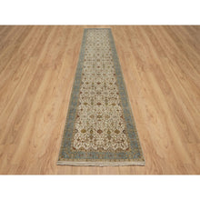 Load image into Gallery viewer, 3&#39;1&quot;x15&#39;6&quot; Parchment White, Tabriz Revival, 300 KPSI, Hand Knotted, Hand Spun New Zealand Wool, XL Runner, Oriental Rug FWR548466