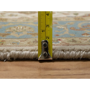 3'1"x15'6" Parchment White, Tabriz Revival, 300 KPSI, Hand Knotted, Hand Spun New Zealand Wool, XL Runner, Oriental Rug FWR548466