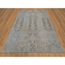 Load image into Gallery viewer, 7&#39;10&quot;x10&#39; Medium Gray, Jewelry Design, Wool with Textured Silk, Tone on Tone, Transitional, Hand Knotted, Oriental Rug FWR548484