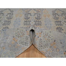 Load image into Gallery viewer, 7&#39;10&quot;x10&#39; Medium Gray, Jewelry Design, Wool with Textured Silk, Tone on Tone, Transitional, Hand Knotted, Oriental Rug FWR548484