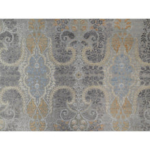 Load image into Gallery viewer, 7&#39;10&quot;x10&#39; Medium Gray, Jewelry Design, Wool with Textured Silk, Tone on Tone, Transitional, Hand Knotted, Oriental Rug FWR548484