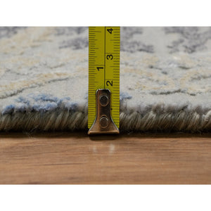 7'10"x10' Medium Gray, Jewelry Design, Wool with Textured Silk, Tone on Tone, Transitional, Hand Knotted, Oriental Rug FWR548484