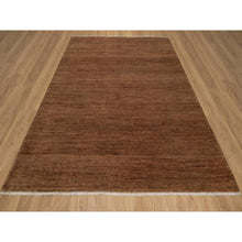 Load image into Gallery viewer, 8&#39;2&quot;x10&#39; Chocolate Brown, Plain Solid Design, Shaved Low, Zero Pile, 100% Wool, Hand Knotted, Oriental Rug FWR548496