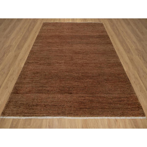 8'2"x10' Chocolate Brown, Plain Solid Design, Shaved Low, Zero Pile, 100% Wool, Hand Knotted, Oriental Rug FWR548496