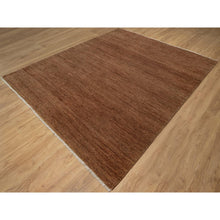 Load image into Gallery viewer, 8&#39;2&quot;x10&#39; Chocolate Brown, Plain Solid Design, Shaved Low, Zero Pile, 100% Wool, Hand Knotted, Oriental Rug FWR548496