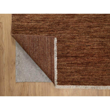 Load image into Gallery viewer, 8&#39;2&quot;x10&#39; Chocolate Brown, Plain Solid Design, Shaved Low, Zero Pile, 100% Wool, Hand Knotted, Oriental Rug FWR548496