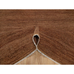 8'2"x10' Chocolate Brown, Plain Solid Design, Shaved Low, Zero Pile, 100% Wool, Hand Knotted, Oriental Rug FWR548496