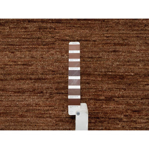 8'2"x10' Chocolate Brown, Plain Solid Design, Shaved Low, Zero Pile, 100% Wool, Hand Knotted, Oriental Rug FWR548496