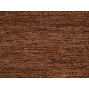 8'2"x10' Chocolate Brown, Plain Solid Design, Shaved Low, Zero Pile, 100% Wool, Hand Knotted, Oriental Rug FWR548496