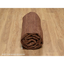 Load image into Gallery viewer, 8&#39;2&quot;x10&#39; Chocolate Brown, Plain Solid Design, Shaved Low, Zero Pile, 100% Wool, Hand Knotted, Oriental Rug FWR548496