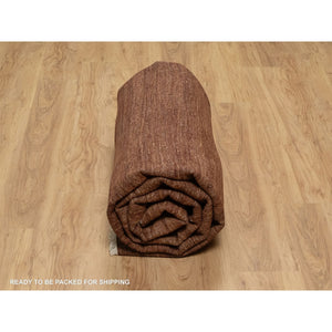 8'2"x10' Chocolate Brown, Plain Solid Design, Shaved Low, Zero Pile, 100% Wool, Hand Knotted, Oriental Rug FWR548496