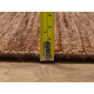 8'2"x10' Chocolate Brown, Plain Solid Design, Shaved Low, Zero Pile, 100% Wool, Hand Knotted, Oriental Rug FWR548496