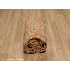 8'x9'10" Honey Brown and Burnt Orange, Oushak Design, Zero Pile, Hand Knotted, 100% Wool, Densely Woven, Oriental Rug FWR548502