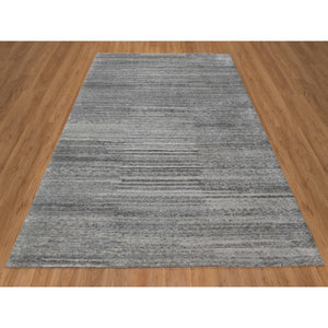 8'x9'10" Feather Gray, Modern Design with Nepali Weave, Hand Knotted, Undyed Natural Wool, Thick and Plush, Oriental Rug FWR548508
