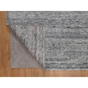 8'x9'10" Feather Gray, Modern Design with Nepali Weave, Hand Knotted, Undyed Natural Wool, Thick and Plush, Oriental Rug FWR548508