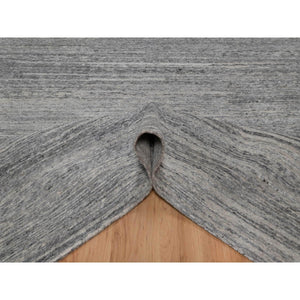8'x9'10" Feather Gray, Modern Design with Nepali Weave, Hand Knotted, Undyed Natural Wool, Thick and Plush, Oriental Rug FWR548508