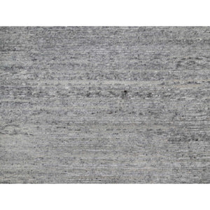 8'x9'10" Feather Gray, Modern Design with Nepali Weave, Hand Knotted, Undyed Natural Wool, Thick and Plush, Oriental Rug FWR548508