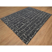 Load image into Gallery viewer, 8&#39;x10&#39;1&quot; Charcoal Black, Nepali Weave, Modern Design, Pure Wool, Hand Knotted, Densely Woven, Oriental Rug FWR548514
