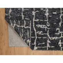 Load image into Gallery viewer, 8&#39;x10&#39;1&quot; Charcoal Black, Nepali Weave, Modern Design, Pure Wool, Hand Knotted, Densely Woven, Oriental Rug FWR548514