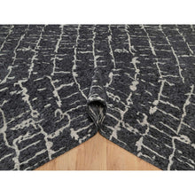 Load image into Gallery viewer, 8&#39;x10&#39;1&quot; Charcoal Black, Nepali Weave, Modern Design, Pure Wool, Hand Knotted, Densely Woven, Oriental Rug FWR548514
