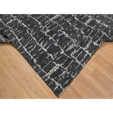 Load image into Gallery viewer, 8&#39;x10&#39;1&quot; Charcoal Black, Nepali Weave, Modern Design, Pure Wool, Hand Knotted, Densely Woven, Oriental Rug FWR548514