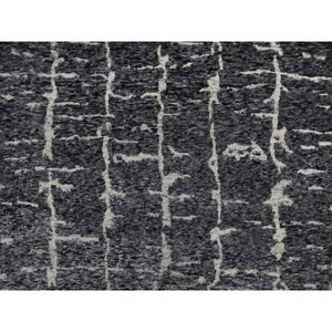 8'x10'1" Charcoal Black, Nepali Weave, Modern Design, Pure Wool, Hand Knotted, Densely Woven, Oriental Rug FWR548514