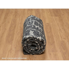 Load image into Gallery viewer, 8&#39;x10&#39;1&quot; Charcoal Black, Nepali Weave, Modern Design, Pure Wool, Hand Knotted, Densely Woven, Oriental Rug FWR548514
