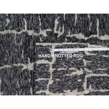 Load image into Gallery viewer, 8&#39;x10&#39;1&quot; Charcoal Black, Nepali Weave, Modern Design, Pure Wool, Hand Knotted, Densely Woven, Oriental Rug FWR548514