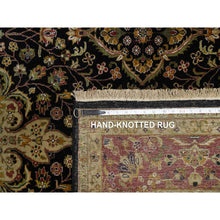 Load image into Gallery viewer, 6&#39;x8&#39;10&quot; Onyx Black, Intricate Kashan Revival, Hand Spun New Zealand Wool, 300 Kpsi, Hand Knotted, Oriental Rug FWR548526