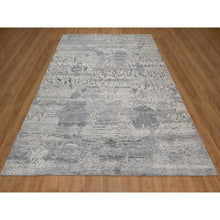 Load image into Gallery viewer, 8&#39;x10&#39;1&quot; Whisper White, Nepali Weave With Modern Design, 100% Undyed Natural Wool, Tone On Tone, Hand Knotted, Oriental Rug FWR548532