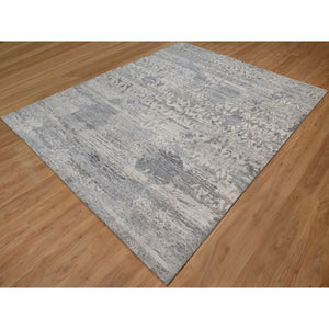 8'x10'1" Whisper White, Nepali Weave with Modern Design, 100% Undyed Natural Wool, Tone on Tone, Hand Knotted, Oriental Rug FWR548532