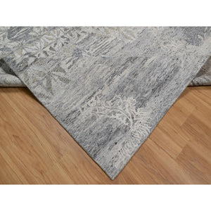 8'x10'1" Whisper White, Nepali Weave with Modern Design, 100% Undyed Natural Wool, Tone on Tone, Hand Knotted, Oriental Rug FWR548532